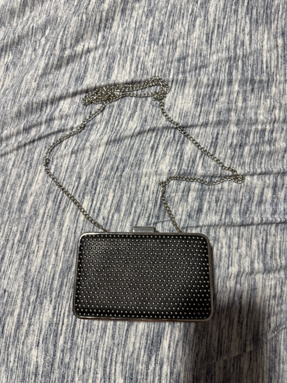 Michael Kors Black Studded Box Clutch with Silver Chain